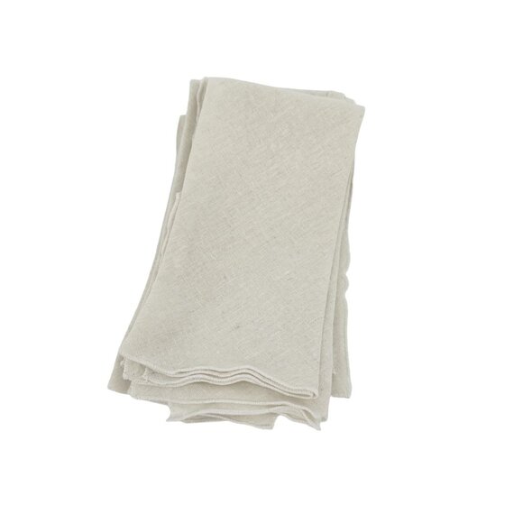 NAPKINS Linen Blend Cloth Natural with Rolled Edges | Set of 6 - Picture 2 of 7